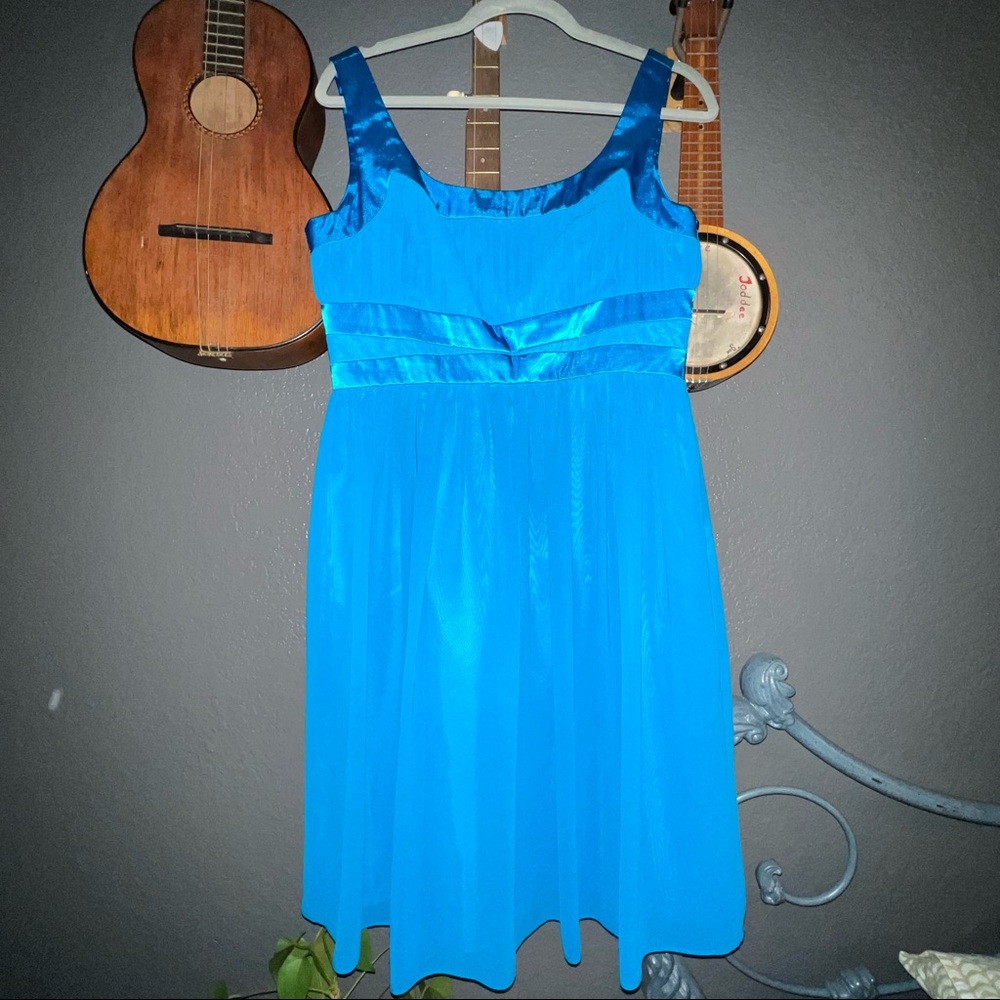 Satin trimmed royal blue dress